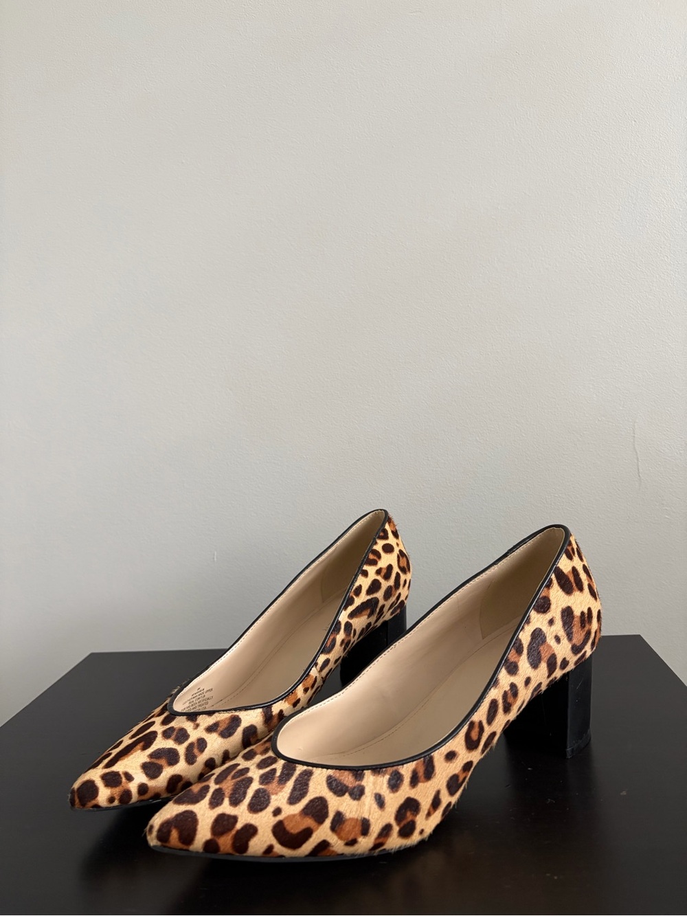 Marc Fisher Fur Leopard Print Block Heel Pumps, Size 8.